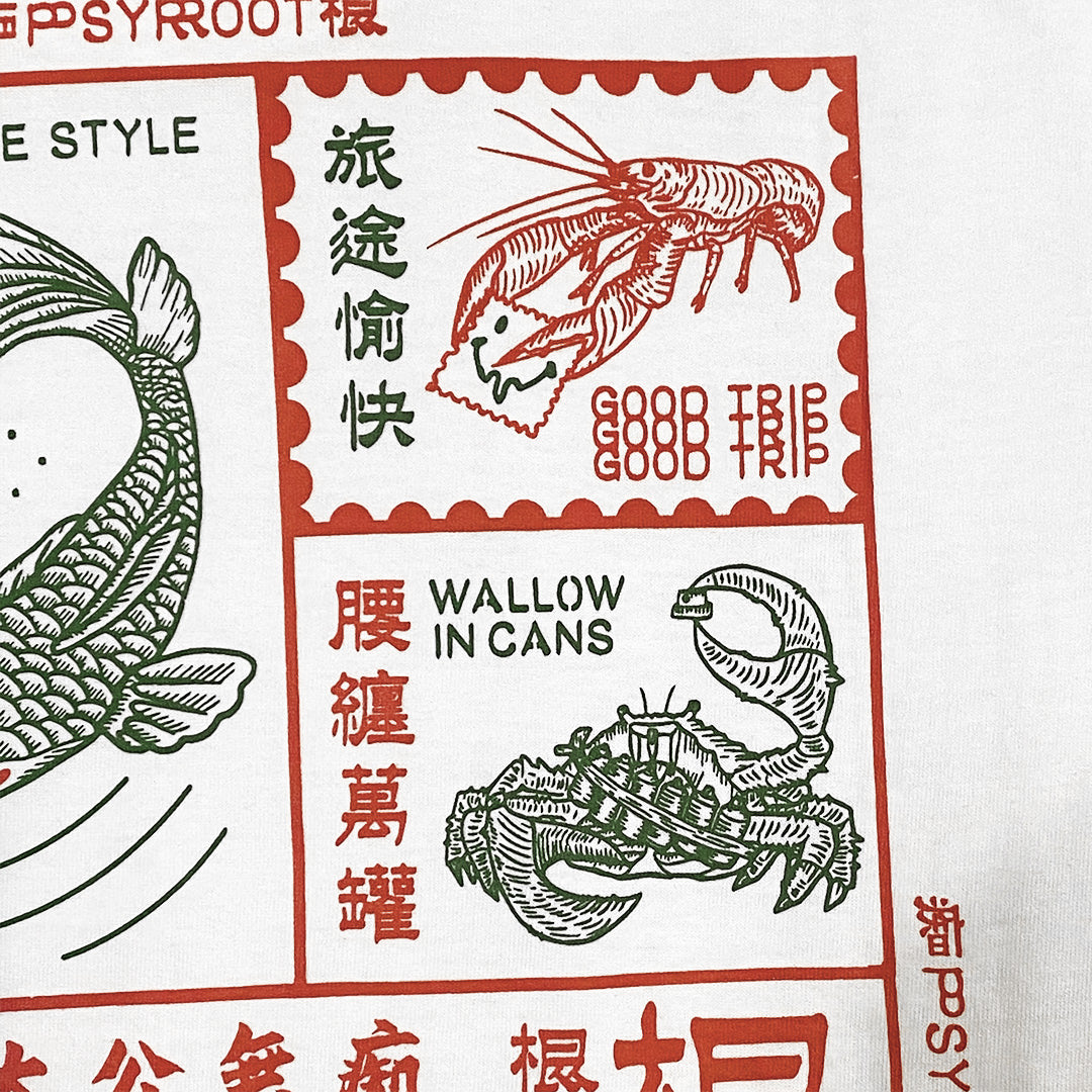 PSYROOT - 魚蝦蟹 Fish Shrimp Crab Tee (White)
